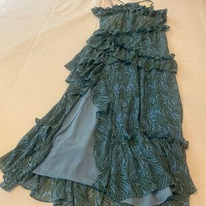 Cinq a Sept ruffle panel dress with side split and molded cups